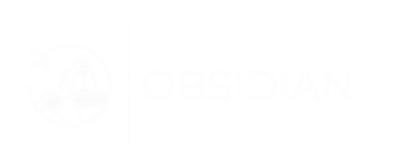 Obsidian logo with mountain and leaf design on a green background