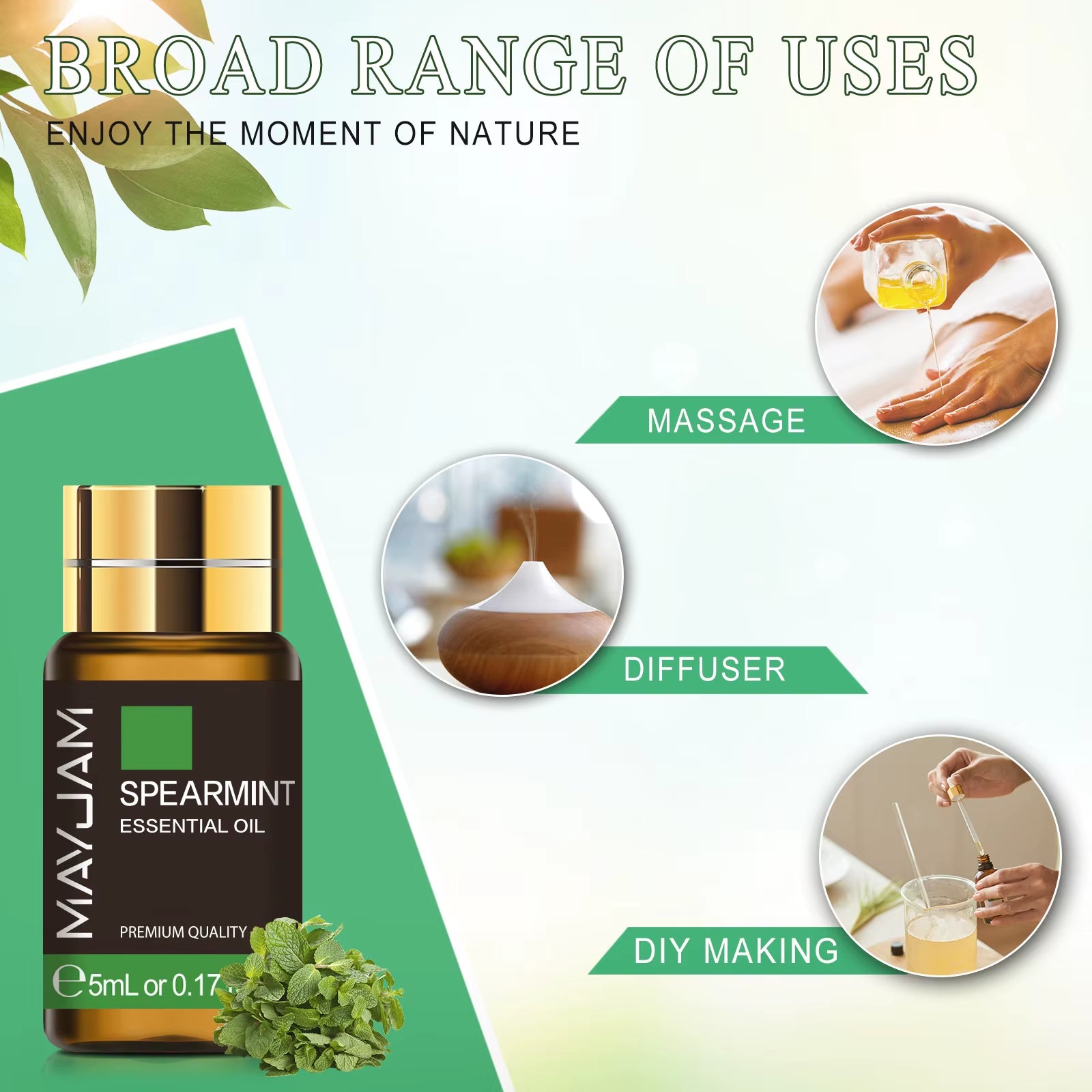 20PCS Essential Oils Gift Set Aromatherapy Essential Oils Oregano Neroli Helichrysum Spearmint Lemon Eucalyptus Turmeric